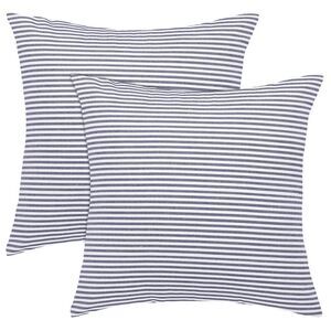 2pcs Striped Lumbar Throw Pillow Cover Decorative Cushion Covers Blue and White